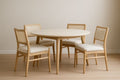 Conjunto de mesa redonda y sillas de madera maciza beige