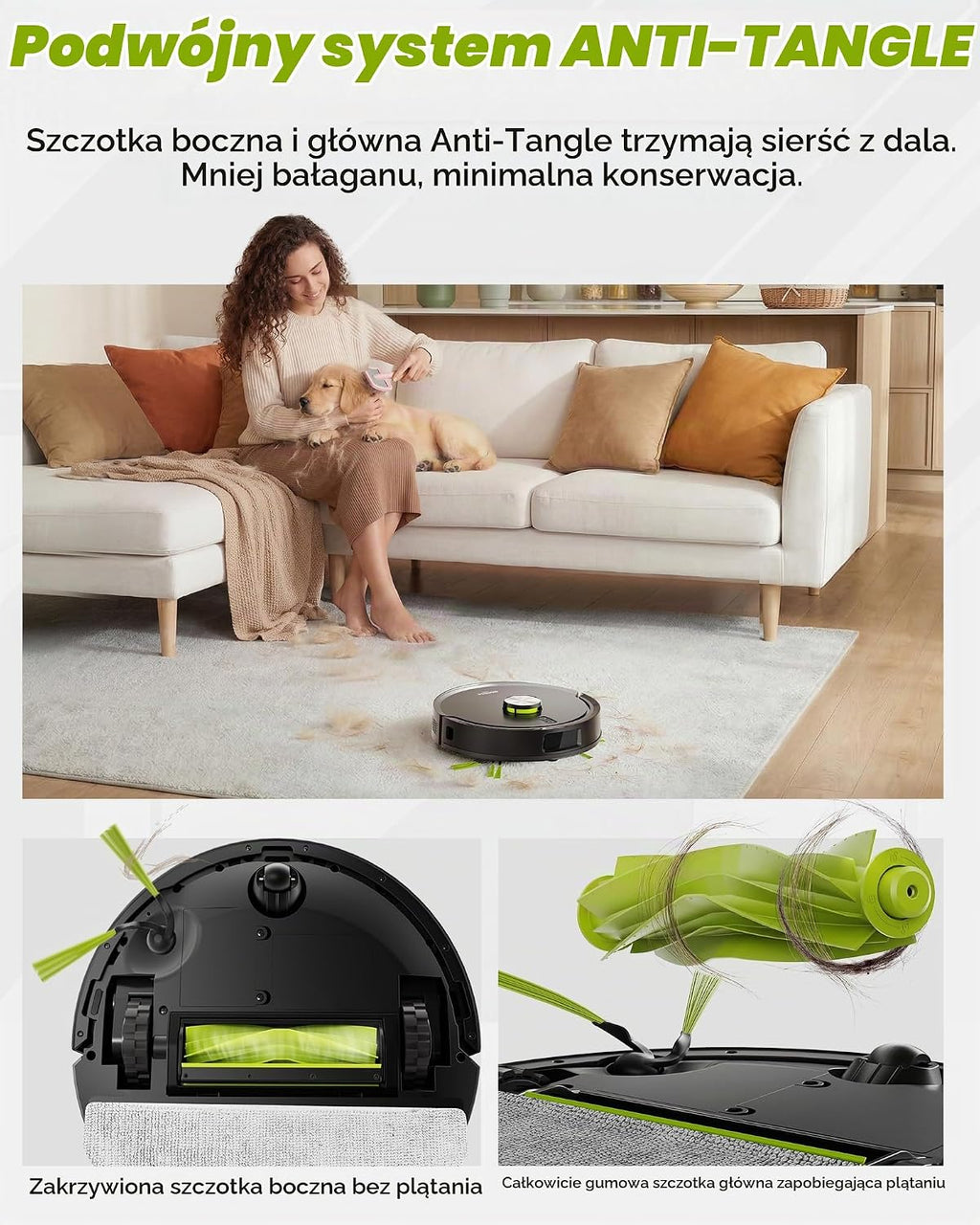 MONSGA Robot Odkurzacz 8000Pa, robot odkurzający i szorujący ze stacją samoczyszczącą 4L, płytą ochronną, nawigacją LDS, podwójna funkcja zapobiegania plątaniu włosów i sierści zwierząt, aplikacja