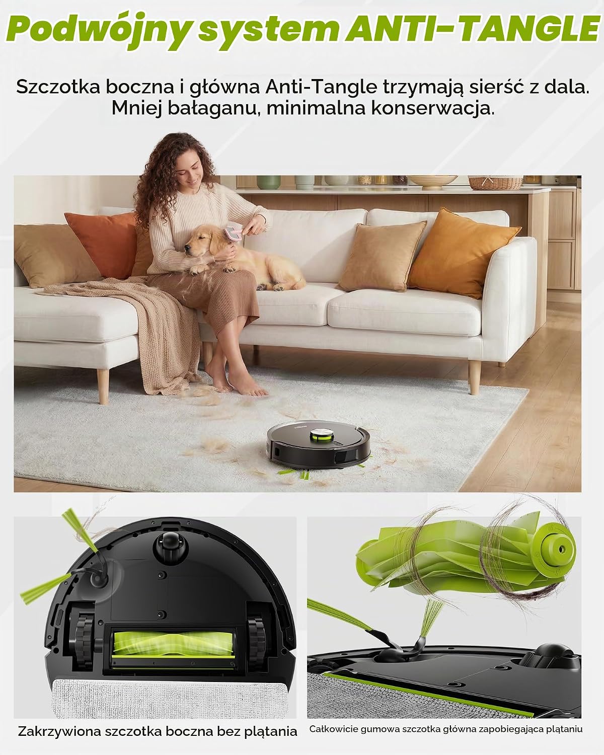 MONSGA Robot Odkurzacz 8000Pa, robot odkurzający i szorujący ze stacją samoczyszczącą 4L, płytą ochronną, nawigacją LDS, podwójna funkcja zapobiegania plątaniu włosów i sierści zwierząt, aplikacja