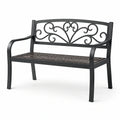 Banco de jardín de metal con asiento de ratán negro 120 cm