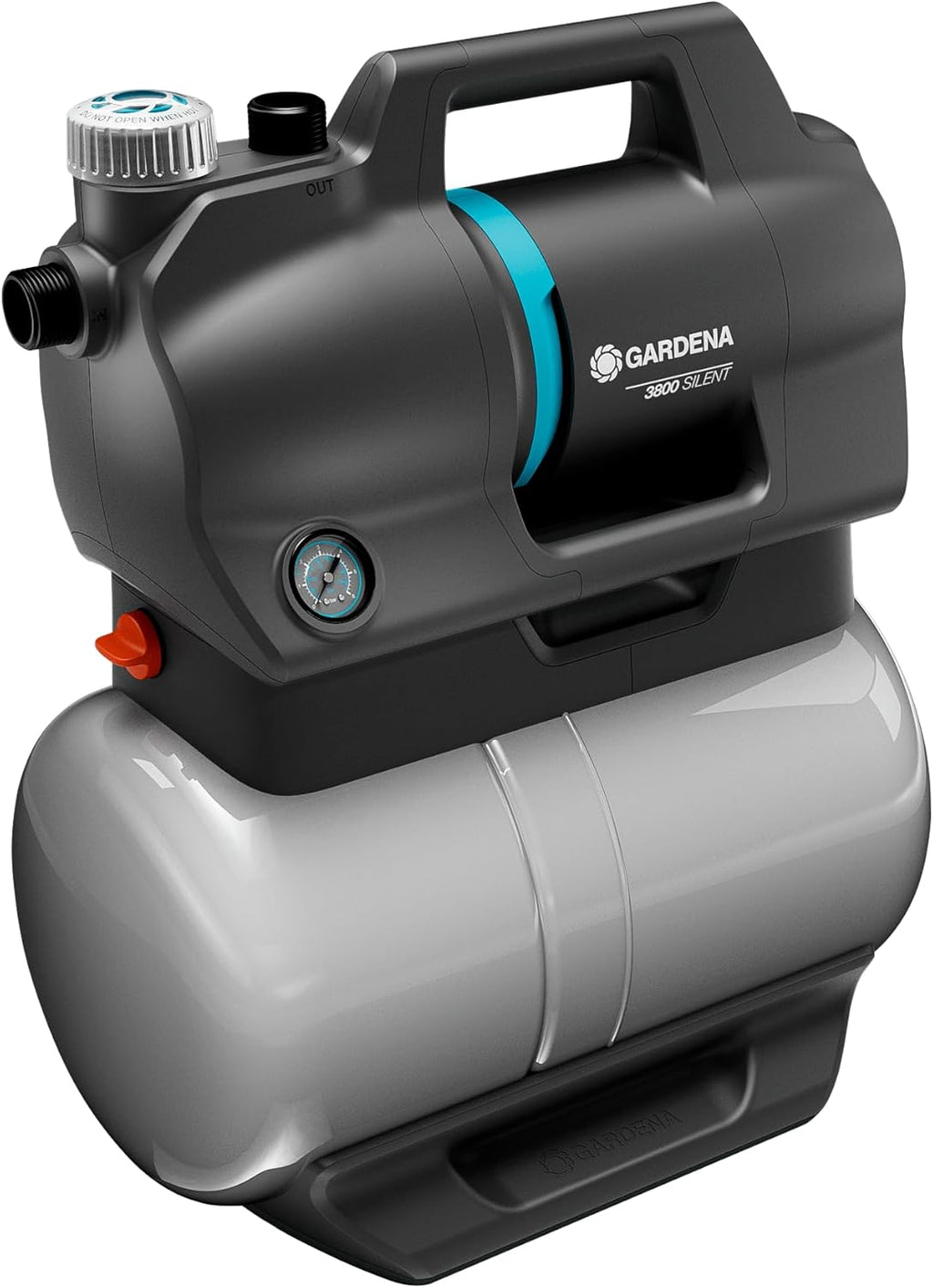 Gardena Hauswasserwerk 3800 Silent: Bomba con depósito de agua de 21 l y filtro integrado, caudal de 3800 l/h, presión de 3,9 bar, silenciosa, sin mantenimiento (9064-20)