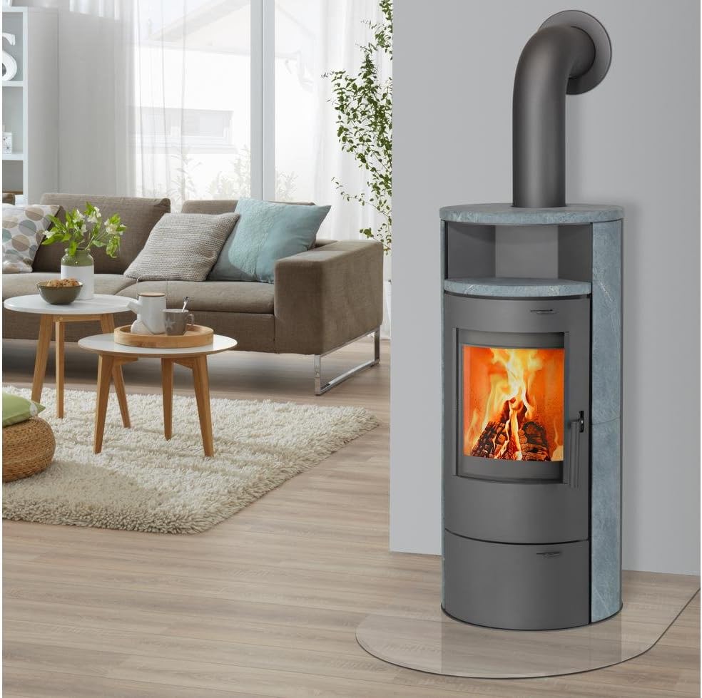 Estufa de leña THERMIA München, piedra natural, 7 kW, combustión continua, automática gris