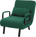 ML-Design Fotel Rozkladany 3 w 1 z Funkcja Spania, Skladany z Regulowanym Oparciem, Rozkladana Sofa dla Gosci, Lózko Jednoosobowe Stelaz Stalowy Miekka Tkanina Chenille Wygodny do Salonu Ciemnozielony
