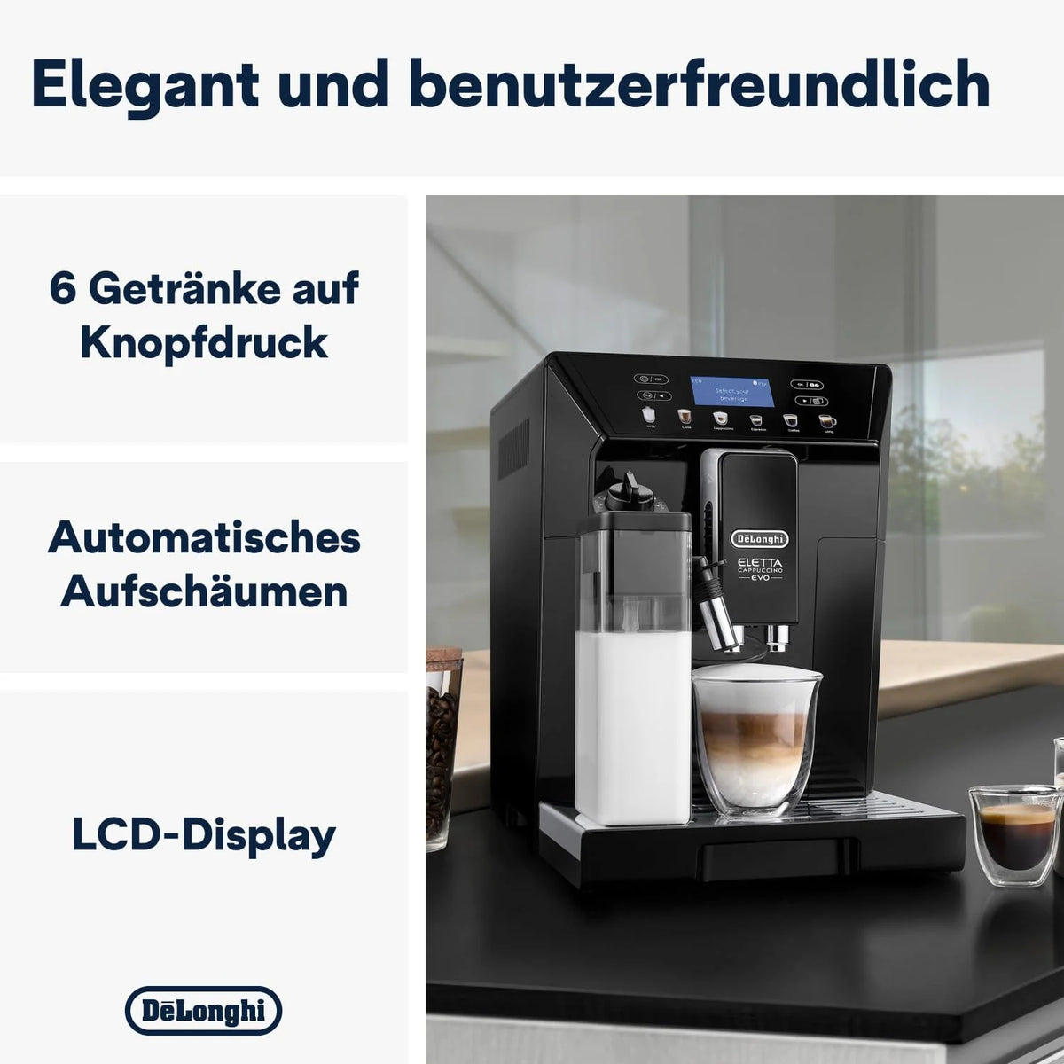 De'Longhi Eletta Evo Ekspres do Kawy, Czarny, 1450.0W 3.6V