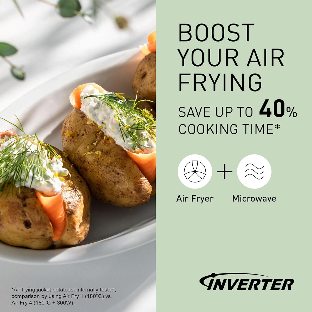 Microondas combinado 4 en 1 Panasonic NN-CD58RSEPG de 27 l con modo Airfryer y bandeja para hornear, inversor de 1000 W, grill de 1300 W, convección, 19 programas automáticos, acero inoxidable