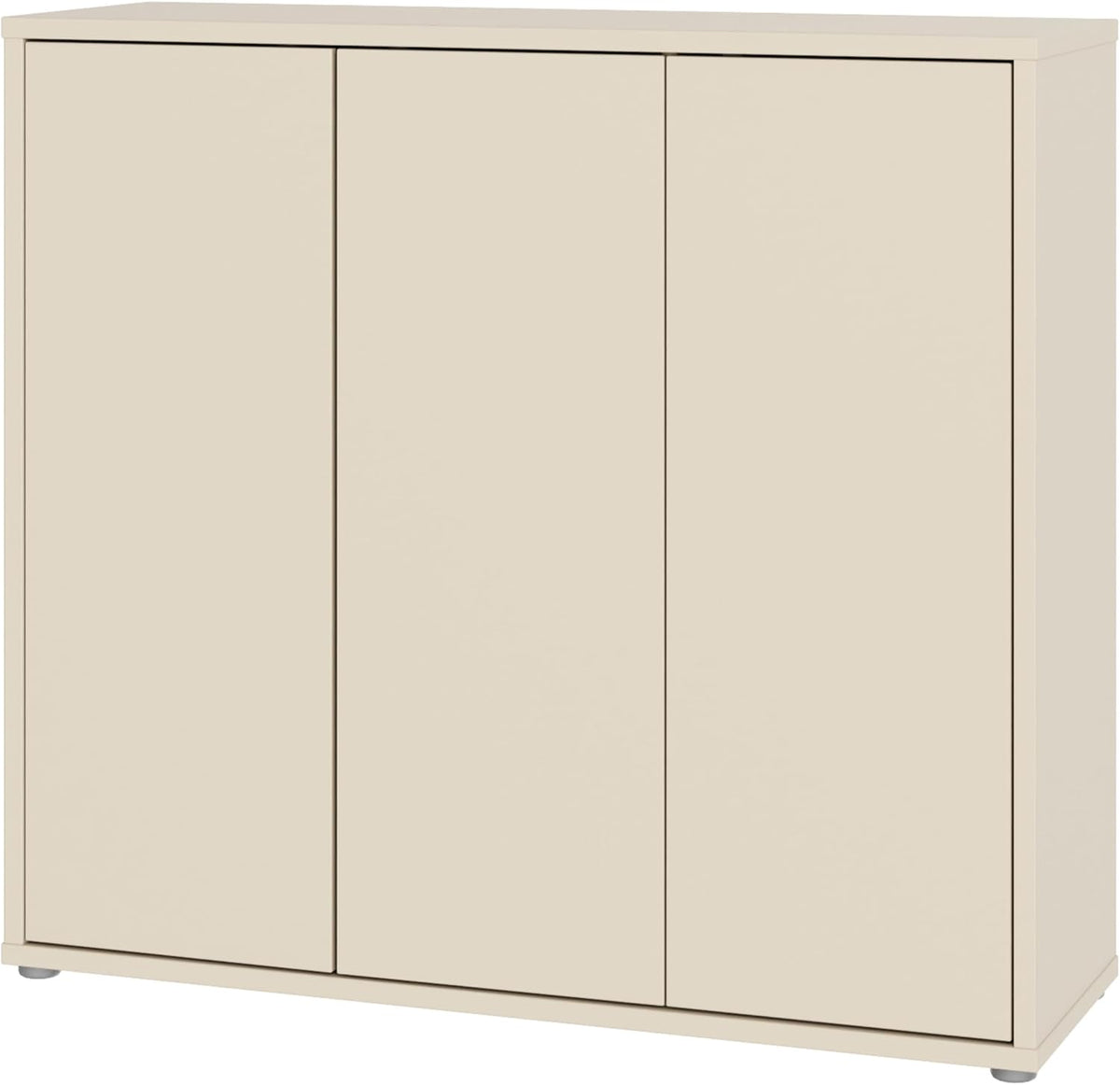 Zapatero Forte Alice Springs 100 110, armario de recibidor con 3 puertas y 8 estantes, madera reconstituida, color beige cachemira, 109,2 cm de ancho x 99,1 cm de alto x 34,9 cm de profundidad