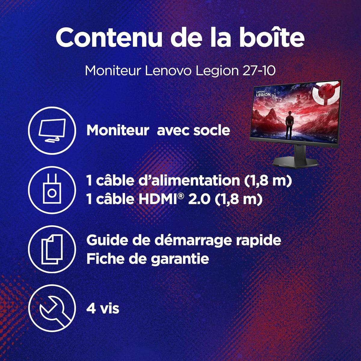 Lenovo Legion 27-10 - Monitor Gaming Pro 27'' FHD (IPS, 240Hz, 0.5ms, 2X HDMI 2.1, DP 1.4, Cable HDMI, AMD FreeSync Premium) Ajuste de inclinación/altura/rotación/pivote - Negro