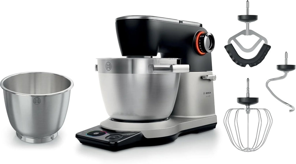 Bosch, robot kuchenny Serie 8, z wagą, silnik 1800 W chłodzony powietrzem, system mieszania planetarnego 3D, zestaw cukierniczya, misa 6,0 l, dodatkowa misa, metalowa obudowa, MUMS8ZS18