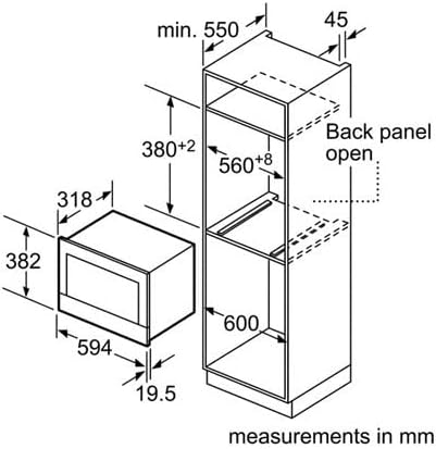 Microondas integrable Bosch BFL634GB1 Serie 8, 38 x 60 cm, 900 W, bisagra izquierda, 7 programas automáticos AutoPilot, asistente de limpieza, pantalla táctil TFT, iluminación LED uniforme
