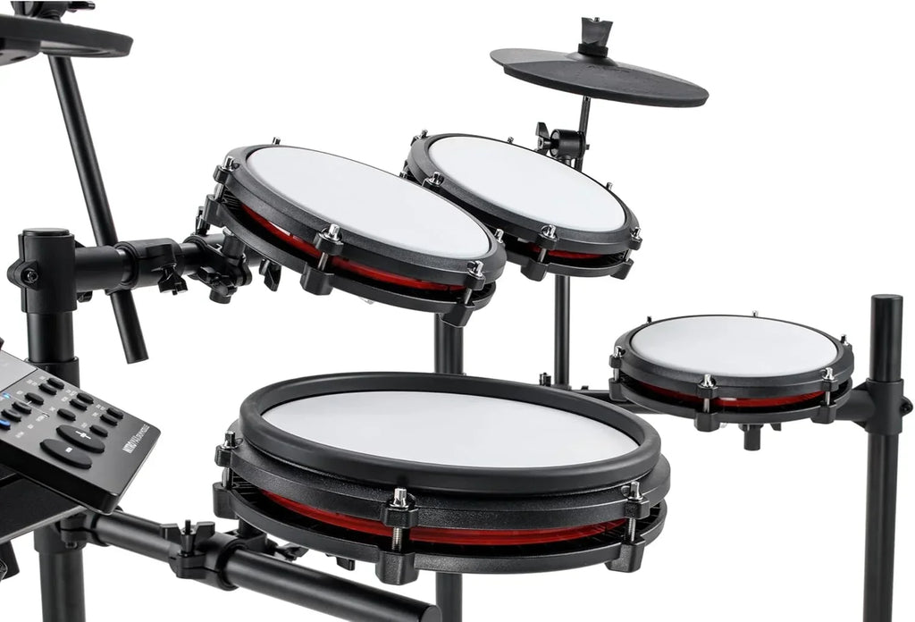 Batería electrónica de 8 piezas Nitro Max Kit, caja de 10 pulgadas de doble zona con parches de malla, Bluetooth, USB MIDI, más de 440 sonidos