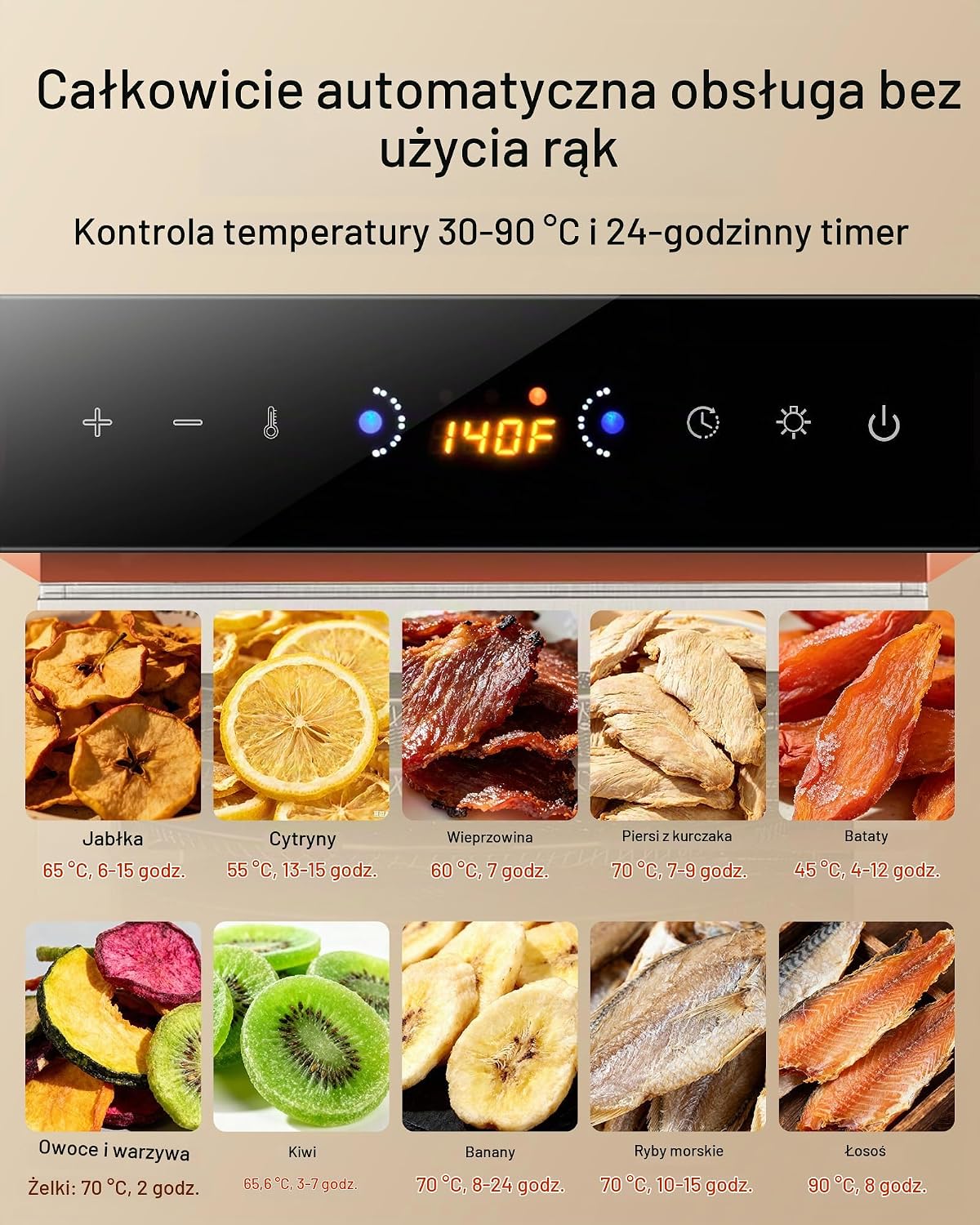 VEVOR Odwadniacz żywności 6 tacek ze stali nierdzewnej, elektryczna suszarka do żywności 400 W regulowana temperatura zegara, liofilizator do suszonego mięsa, owoców, warzyw, ziół