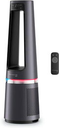 Purificador de aire, termoventilador y ventilador 3 en 1 Rowenta QU5062 Eclipse, filtra el 99,9 % de las partículas, para habitaciones de hasta 30 m², calentamiento rápido hasta 35 °C, modo automático de día y noche, negro/gris