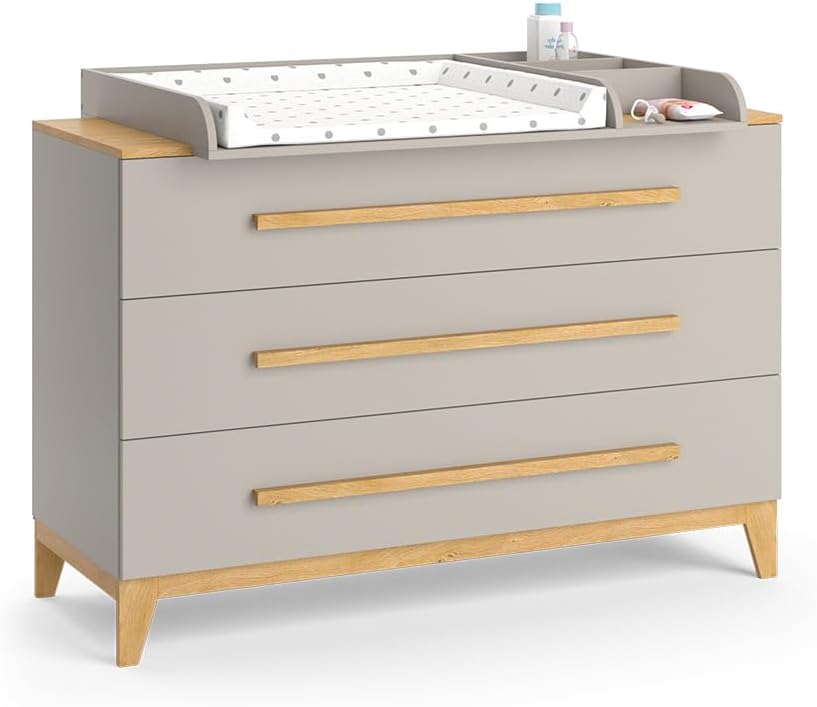 Cambiador VitaliSpa Malia, blanco/roble, 133 x 98 cm XL con 3 cajones