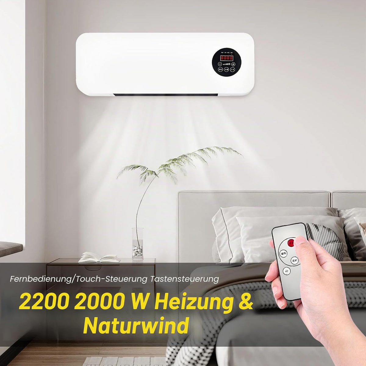 Aire acondicionado Epicooler, ventilador de pared con control remoto, aires acondicionados portátiles compactos y versátiles, aire acondicionado split de pared reversible, sin unidad exterior, temperatura constante inteligente (D)