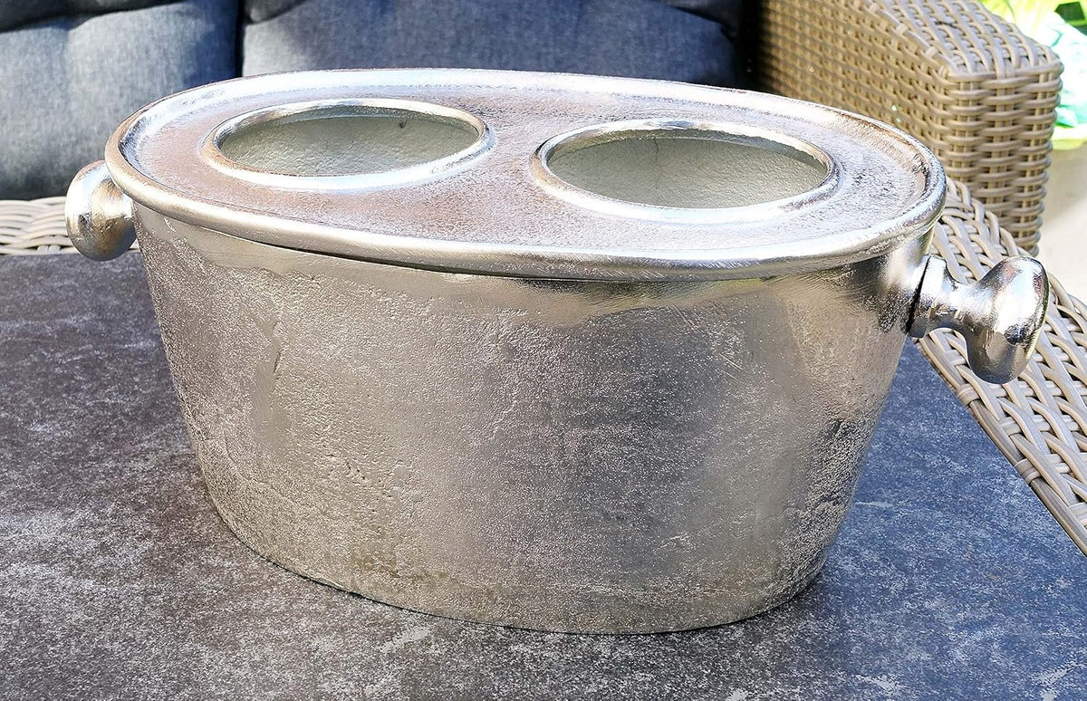 MichaelNoll Chłodziarka do szampana, chłodziarka do wina, chłodziarka do butelek, aluminium, srebrna – chłodziarka do szampana, wina i szampana – 31 cm