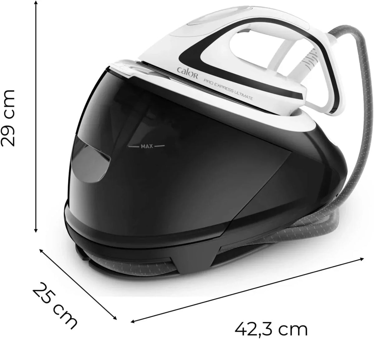 Centro de planchado GV9550 con 8 bares de presión de vapor, golpe de vapor de 520 g/min, depósito de agua de 1,9 L, colector antical y sistema antigoteo