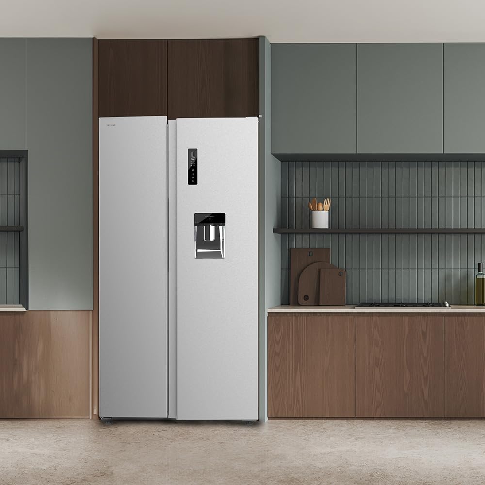 Frigorífico americano Cecotec Bolero CoolMarket SBS 559 Inox E, 559 L, 177 cm x 90 cm, Clase E, Sistema Multi Air Flow, Total No Frost, Motor Inverter Plus, Enfriamiento rápido, Modo Eco, Alarma de puerta