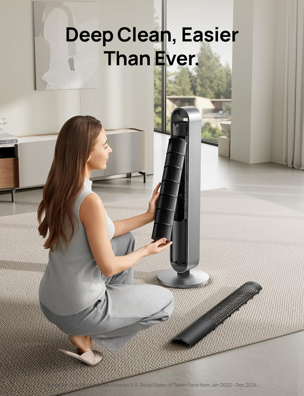 Ventilador de torre inteligente Dreo 25 dB más silencioso con control por voz, ventilador WiFi para Alexa, control por APP, ventilador de pie oscilante de 120°, 12 velocidades, 4 modos, temporizador de 12 horas, Pilot Max S