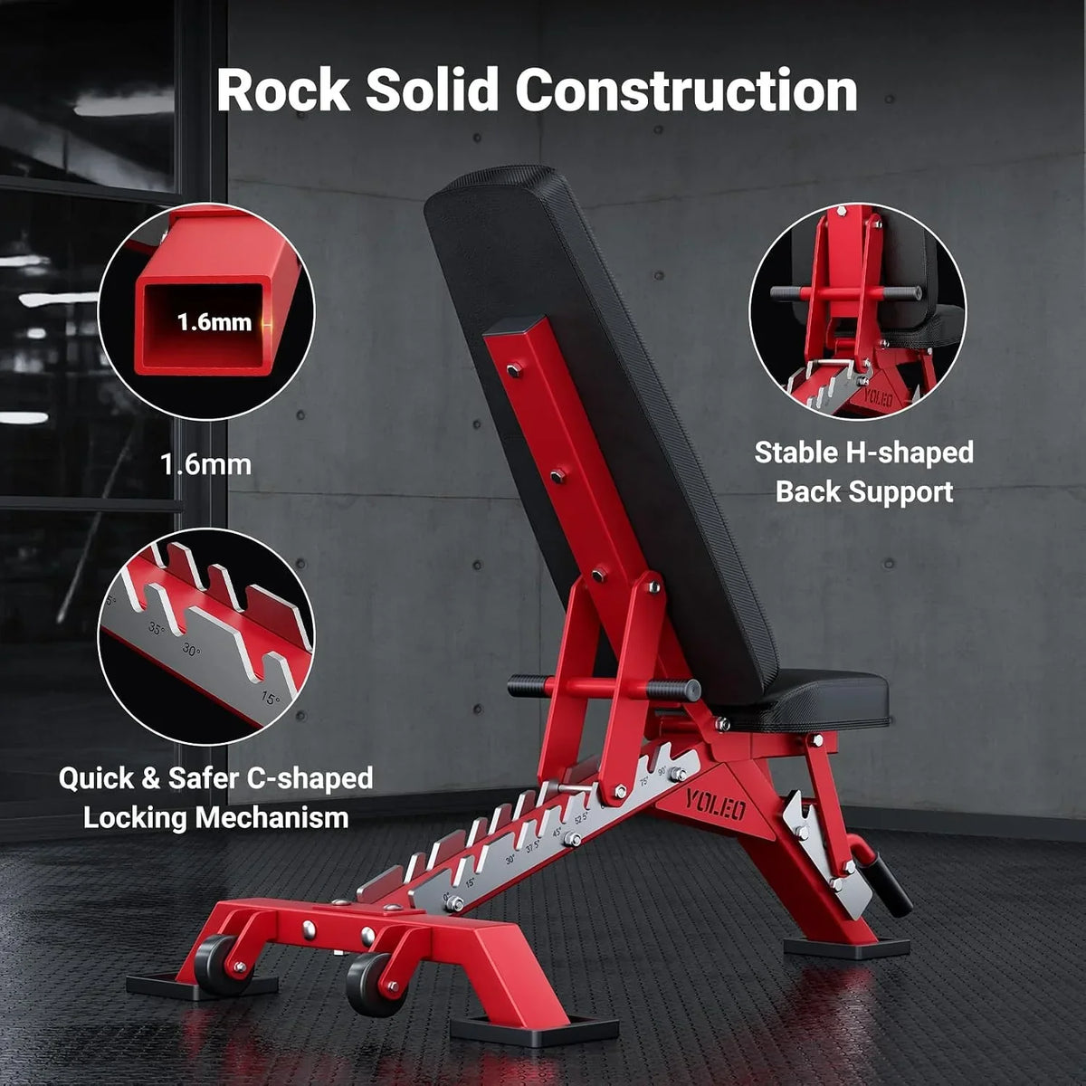 Banco de pesas ajustable para entrenamiento de fuerza, banco inclinado, banco plano, banco declinado, capacidad de carga de 1000 kg, estructura de acero