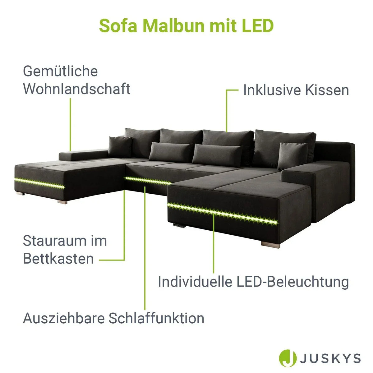 Sofá rinconero Malbun 2025 con iluminación LED