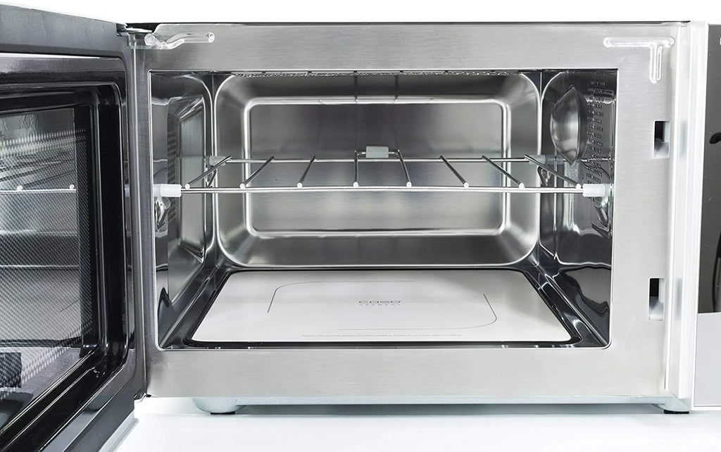 CASO MG25 Ceramic menu, kuchenka mikrofalowa 2 w 1 z grillem, dno z reflektorem do kuchenki mikrofalowej, bez talerza obrotowego, ruszt do grillowania na 2 poziomach, 900 W, grill 1000 W, 25 l, dźwięk