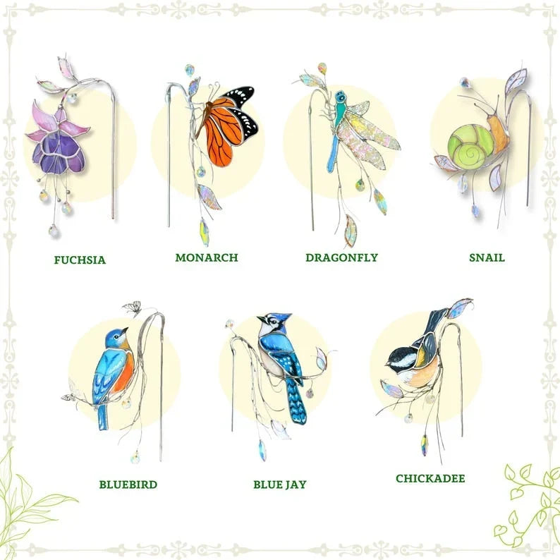 Atrapasueños de cristal Monarch para plantas - Mariposa de vidriera