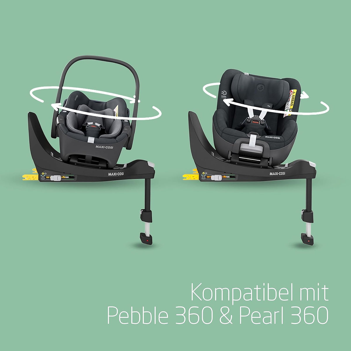 Base Maxi-Cosi FamilyFix 360 i-Size, sistema de asiento de coche giratorio, estación ISOFIX 360 grados, 0–4 años (40–105 cm), rotación FlexiSpin con una sola mano, control de rotación TravelSafe, Click & Go, negro