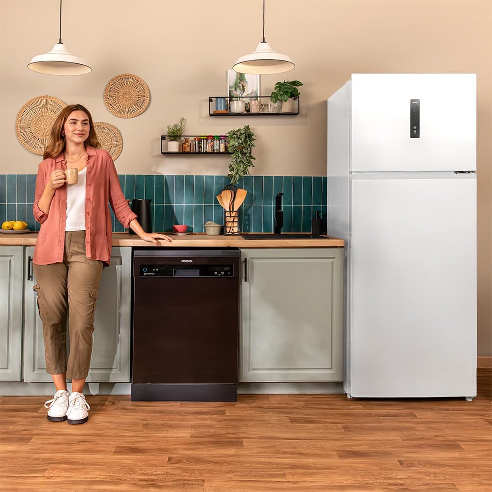 Frigorífico Combi Cecotec Bolero CoolMarket 2D 465 NF White E. Refrigerador 465L, No Frost, pantalla exterior con control electrónico y alarma de apertura