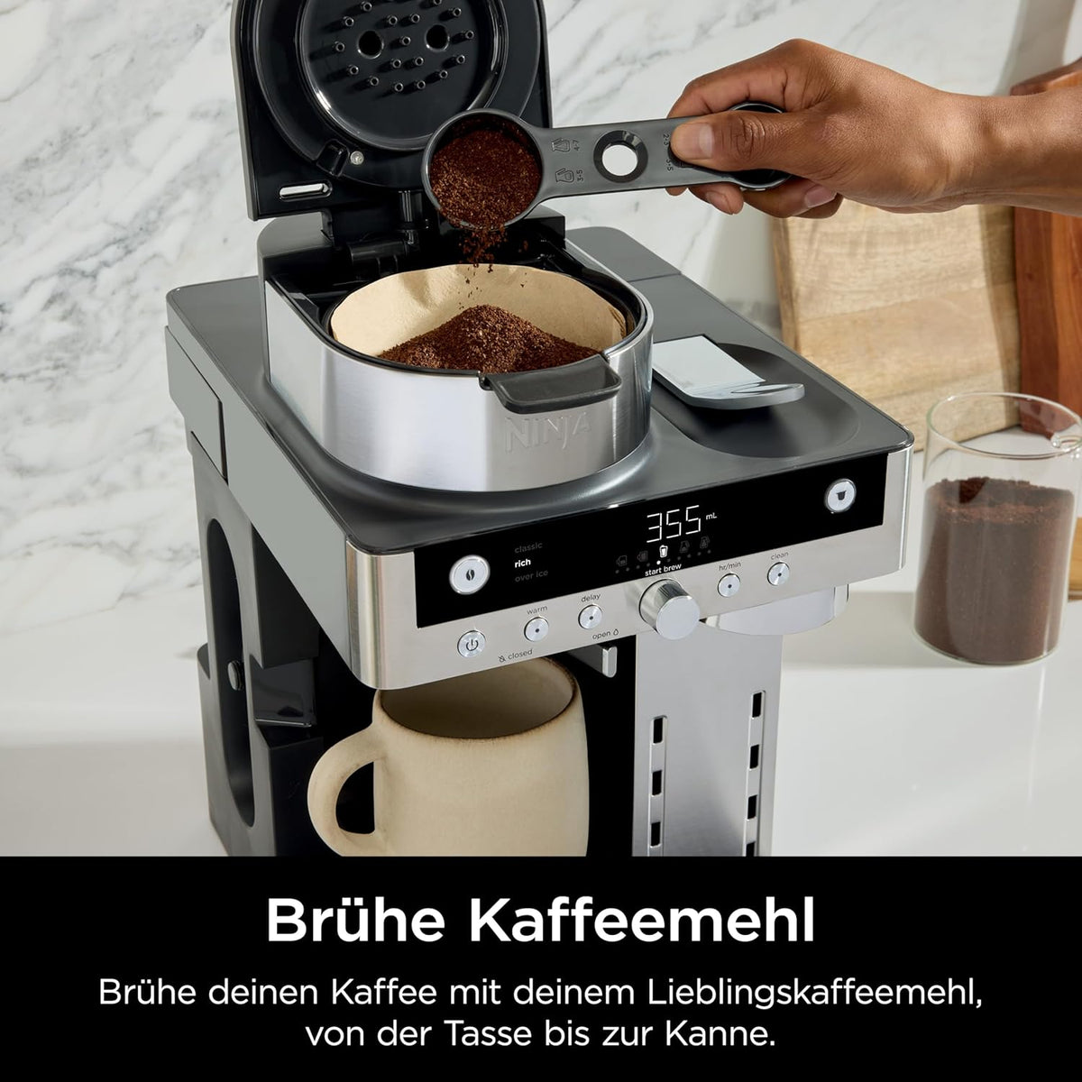 Cafetera de goteo y cápsulas Ninja Prestige 2 en 1 con espumador de leche integrado, para latte, café helado y flat white, negro CFN802EU