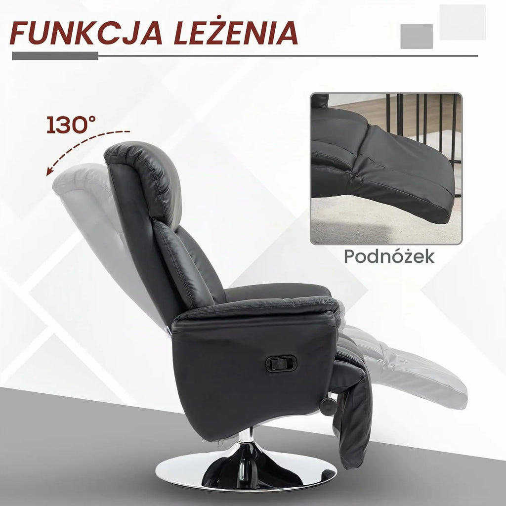 HOMCOM Fotel relaksacyjny TV z funkcją leżenia do 150 kg Czarny