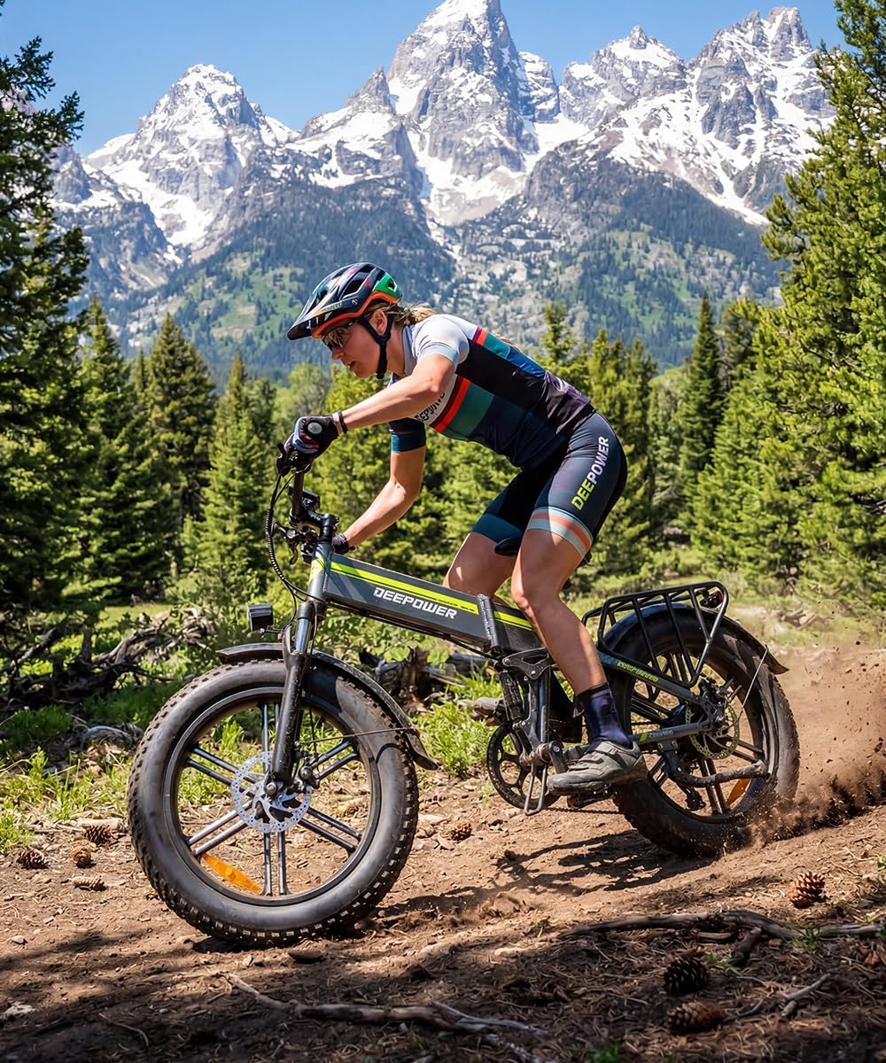 Bicicleta eléctrica plegable, batería extraíble de 48 V 25 Ah, autonomía de 110 km, bicicleta eléctrica con neumáticos fat bike de 20" x 4", suspensión completa, frenos hidráulicos, 7 velocidades, bicicleta