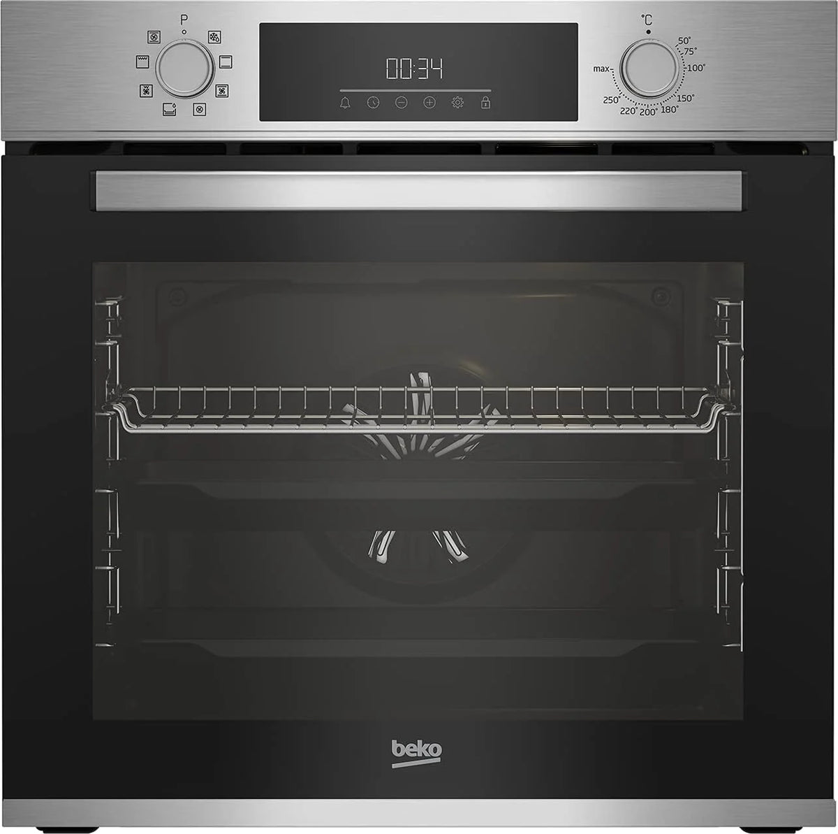 Beko BBIM12300X b300 piekarnik do zabudowy, piekarnik 60 cm, pojemność 72 l, czyszczenie parowe SteamShine, 8 trybów ogrzewania, AeroPerfect do równomiernego pieczenia, kuchenka wielofunkcyjna, stal