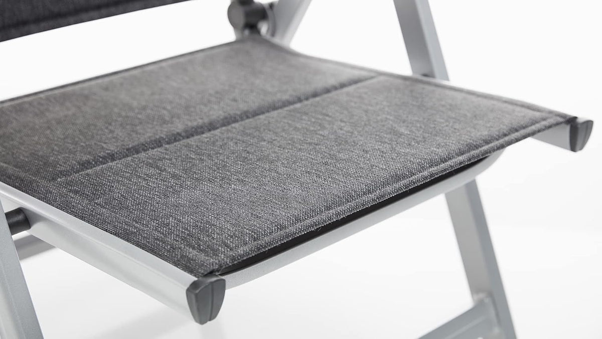 Silla plegable acolchada KETTLER BasicPlus, plata/antracita, aluminio/textilene, 0301201-9000, respaldo ajustable