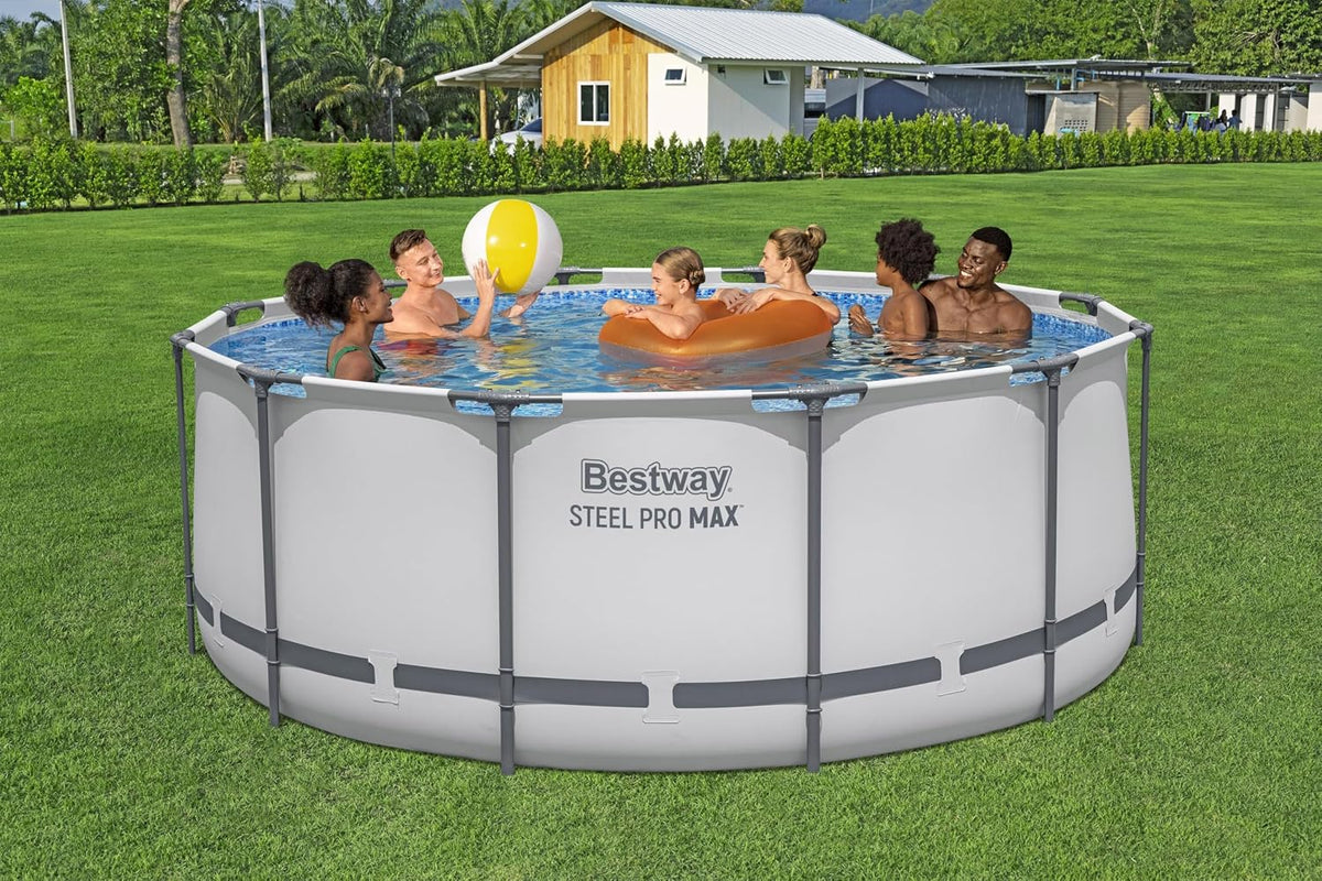 Set de piscina elevada  Bestway® Steel Pro MAX™ con bomba de filtrado, Ø 366 x 122 cm, gris claro, redonda