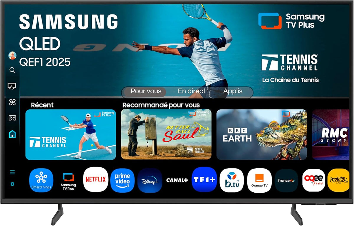 Samsung TV AI 50 pulgadas QLED 50QEF1 4K Smart TV, Quantum Dots, Procesador Q4 AI, WiFi, Airplay, HDR, Q-Symphony, OTS Lite, seguridad Knox, Gaming Hub, Bixby, aplicaciones de operador integradas