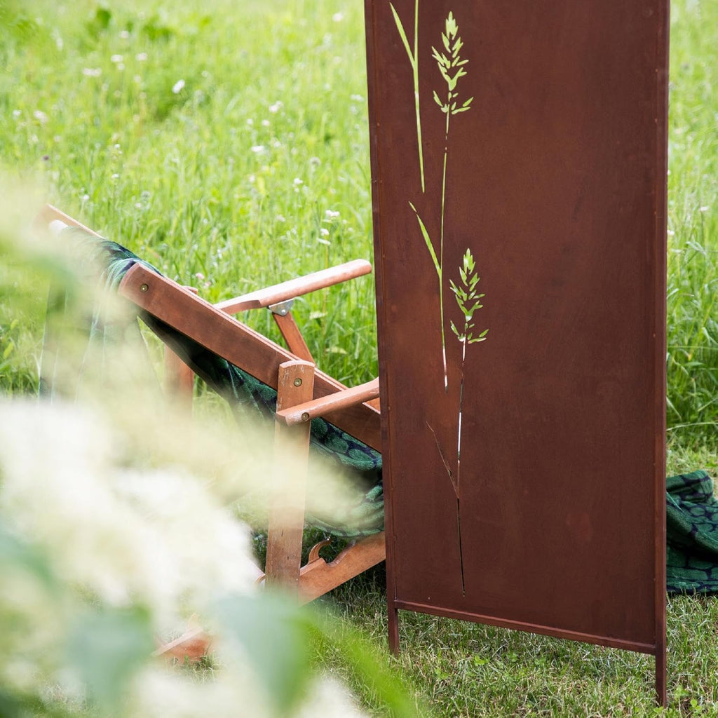 Kapaga - Panel de privacidad de metal - 160 cm x 50 cm - Óxido noble - Protector de privacidad con aspecto de óxido para jardín - Elemento de privacidad - Panel de ocultación - Decoración de jardín, valla - Óxido (Flores)