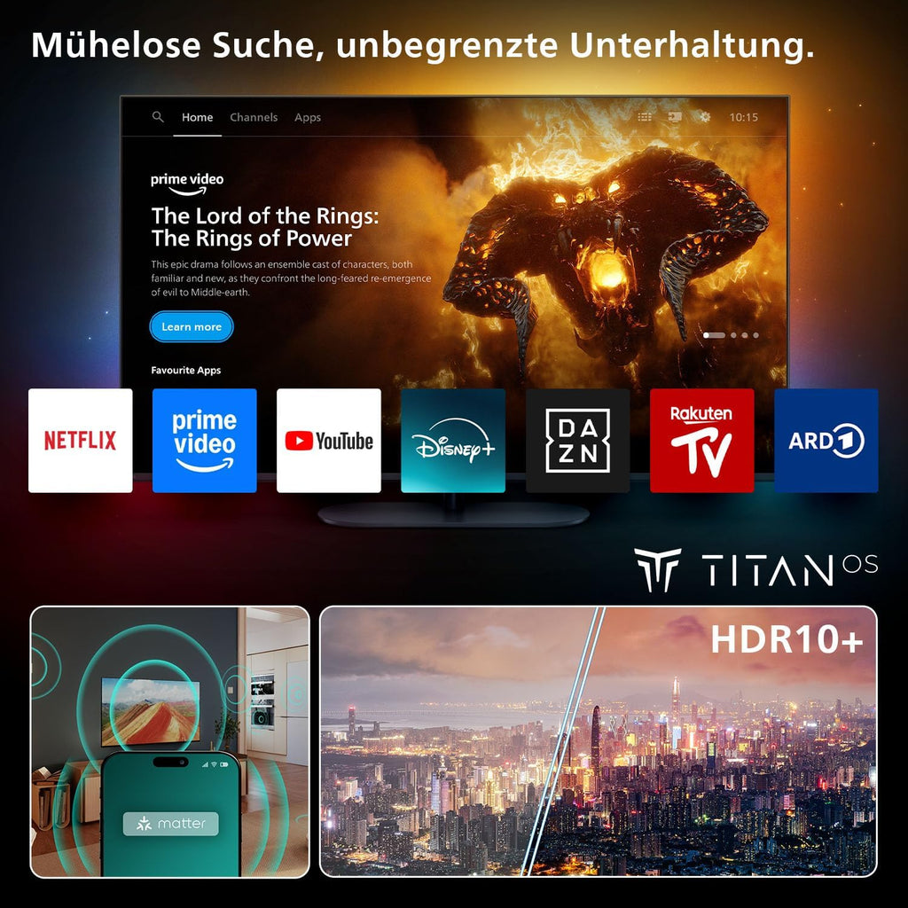 Smart TV LED 4K PHILIPS 50PUS7000 - Pantalla de 50 pulgadas con Pixel Precise Ultra HD, plataforma Titan OS y sonido Dolby Atmos - Compatible con los asistentes de voz Alexa y Google, 2025