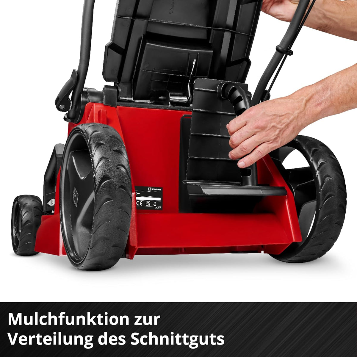 Cortacésped inalámbrico Einhell GE-CM 43 Li M Kit Power X-Change (36 V, ancho de corte de 43 cm, hasta 600 m², sin escobillas, kit de mulching, cesta colectora de 63 L, altura de corte de 25-75 mm, incl. 2 baterías de 4,0 Ah + 2 cargadores)