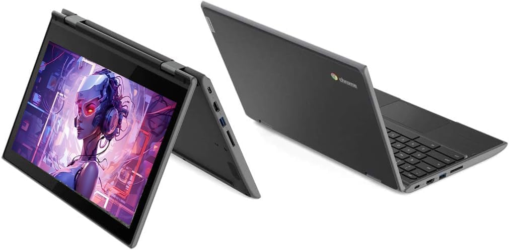 Lenovo Chromebook 300e portátil convertible 2 en 1 con pantalla táctil de 11,6 pulgadas, Intel Celeron N4020 1,1 GHz, 4 GB de RAM, 32 GB de SSD, teclado japonés, Chrome OS (Reacondicionado)