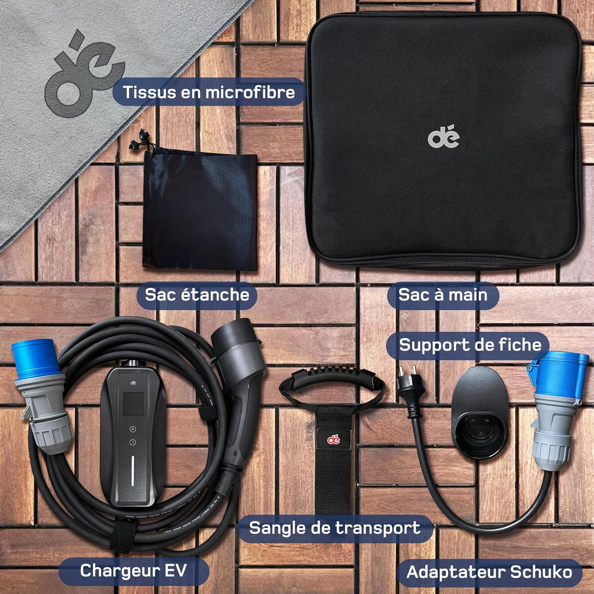 Cargador de coche eléctrico P17 [7,4 kW, monofásico, 6 m, 6 A/10 A/16 A/20 A/24 A/32 A] tipo 2, toma CEE, cargador para vehículo eléctrico, estación de carga móvil/Wallbox con pantalla digital