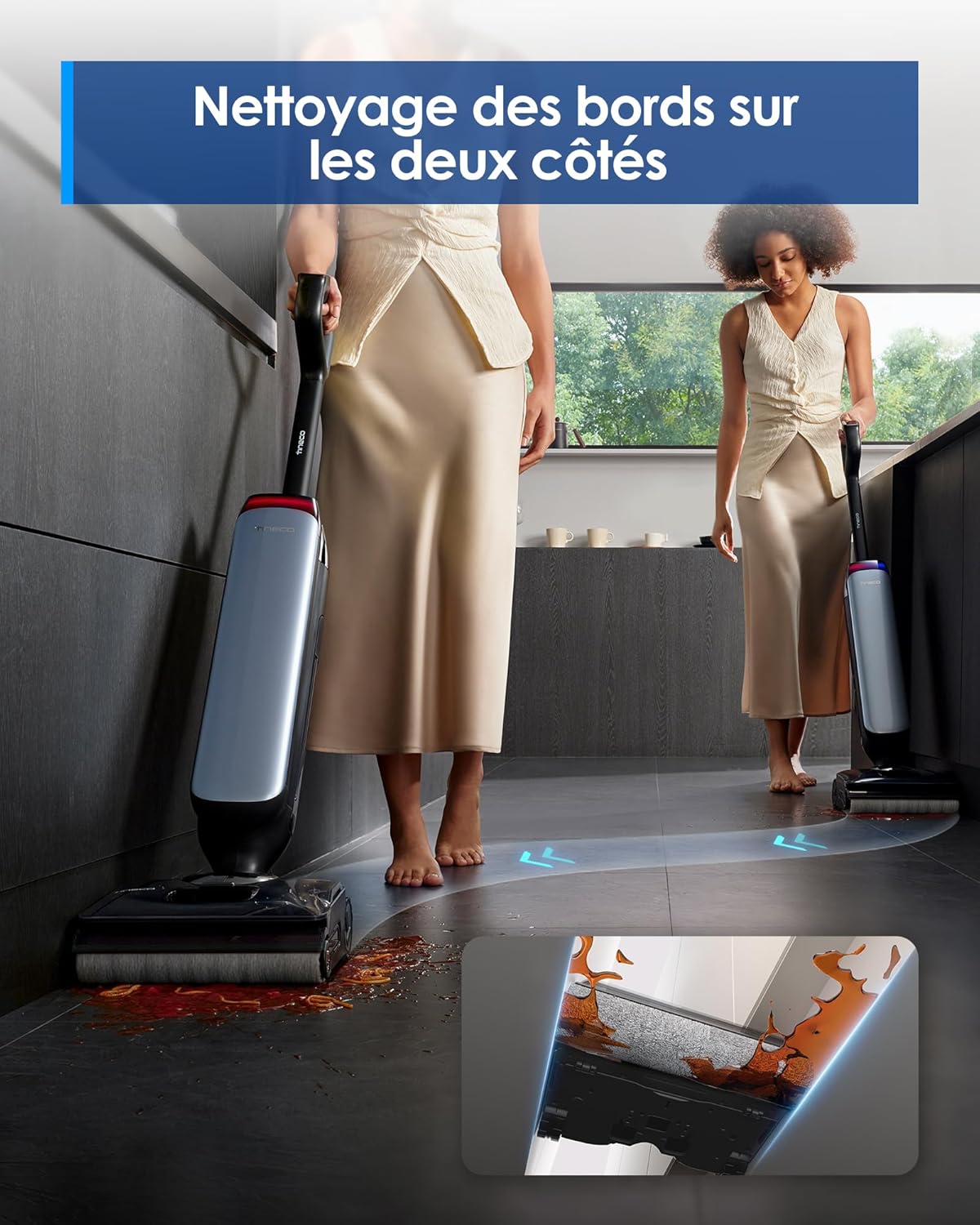 Aspiradora y fregadora Tineco Floor One S9 Artist, 22 kPa de succión, SmoothDrive 360°, diseño antienredos, 50 min de autonomía, limpieza de bordes en ambos lados, se reclina 180°, secado Flashdry a 85 °C