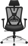 Ergonomiczne krzesło biurowe Ticova - krzesło biurowe z wysokim oparciem i regulowanym podparciem odcinka lędźwiowego, zagłówkiem i podłokietnikiem 3D
