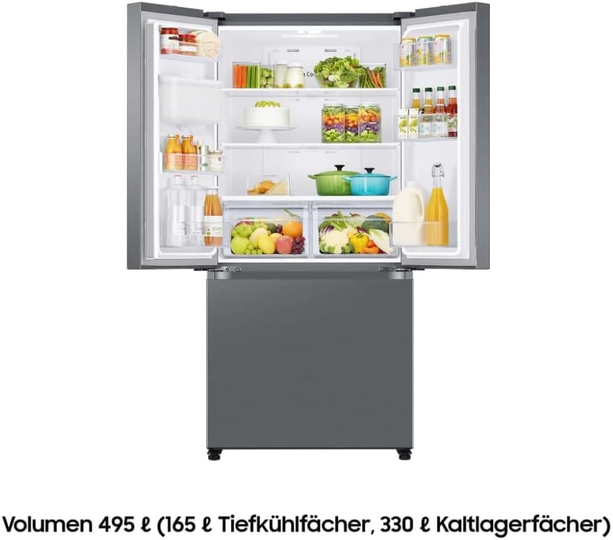 Frigorífico Samsung French Door con congelador, 178 cm, 495 l, WiFi y modo de ahorro de energía AI SmartThings, Twin Cooling+, fabricador de hielo automático, No Frost+, aspecto acero inoxidable, RF50C530ES9/EF