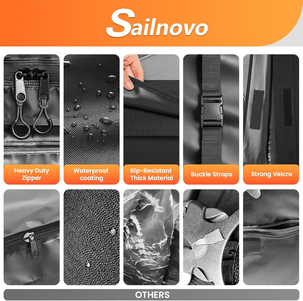 Cofre de techo Sailnovo, 580 l, cofre de techo impermeable con o sin barras de techo, 6 ganchos de seguridad y bolsa de almacenamiento incluidos.