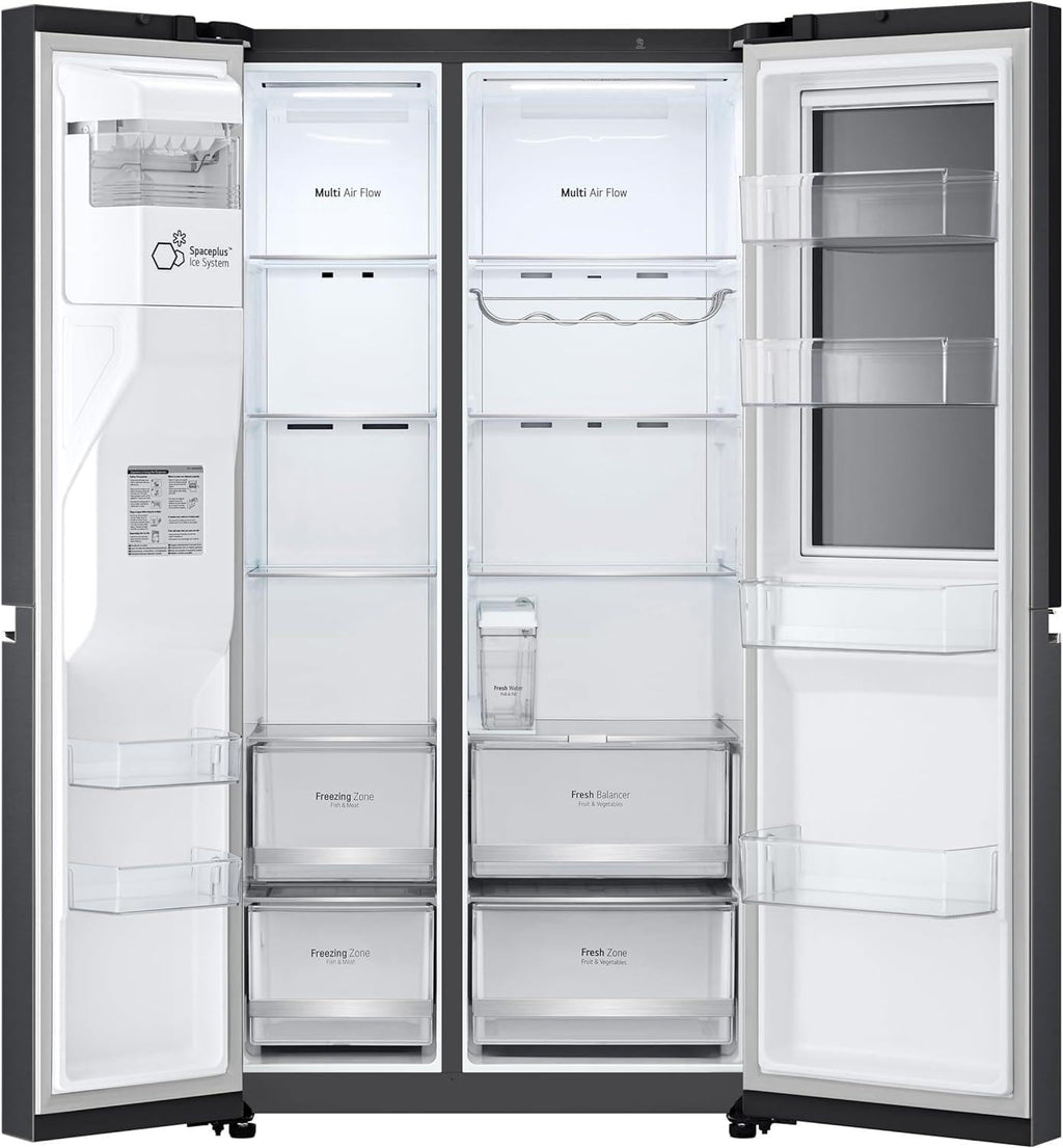 Frigorífico Side by Side LG GSGV81PYLL, Clase E, 635 L, Instaview, frigorífico con congelador, dispensador de hielo, hielo picado y agua, Total NoFrost, compresor Smart Inverter, Wi-Fi