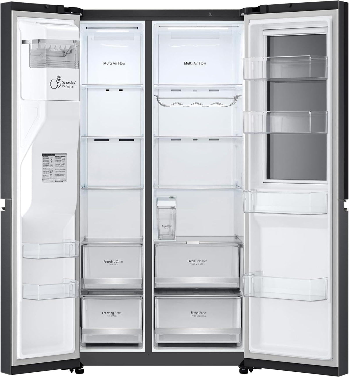 Frigorífico Side by Side LG GSGV81PYLL, Clase E, 635 L, Instaview, frigorífico con congelador, dispensador de hielo, hielo picado y agua, Total NoFrost, compresor Smart Inverter, Wi-Fi