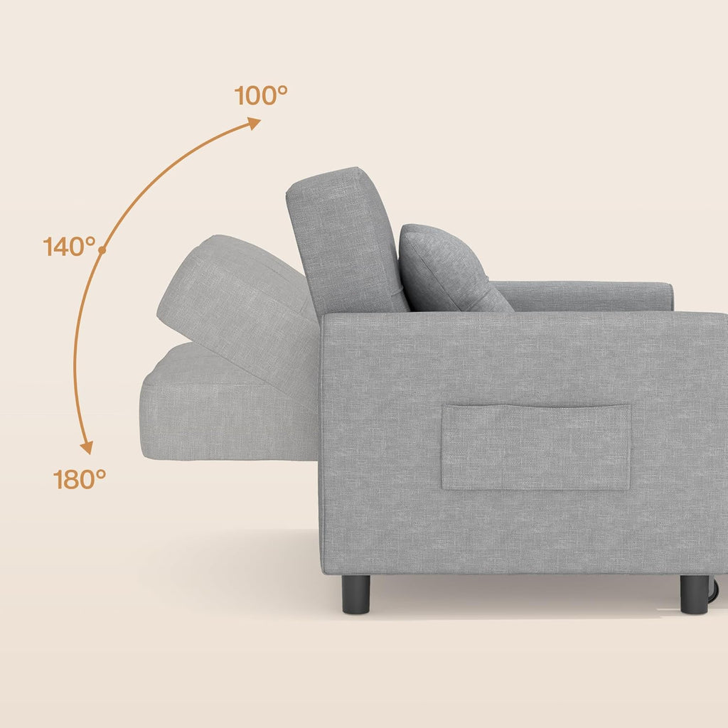 Sillón reclinable Bealife, sillón cama con respaldo ajustable, sillón para televisión, sofá cama plegable, sillón relax para sala de estar, dormitorio (gris claro)