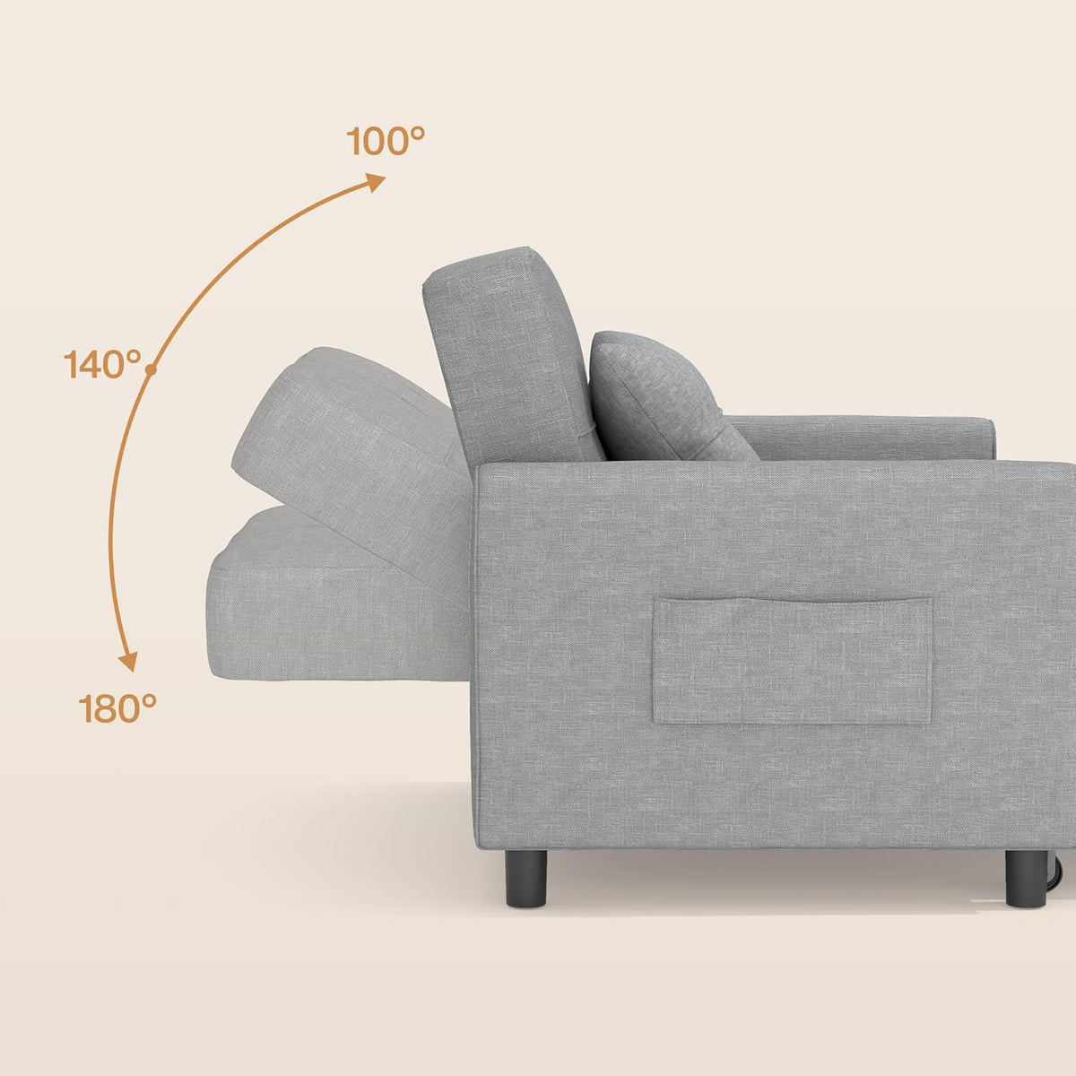 Sillón reclinable Bealife, sillón cama con respaldo ajustable, sillón para televisión, sofá cama plegable, sillón relax para sala de estar, dormitorio (gris claro)
