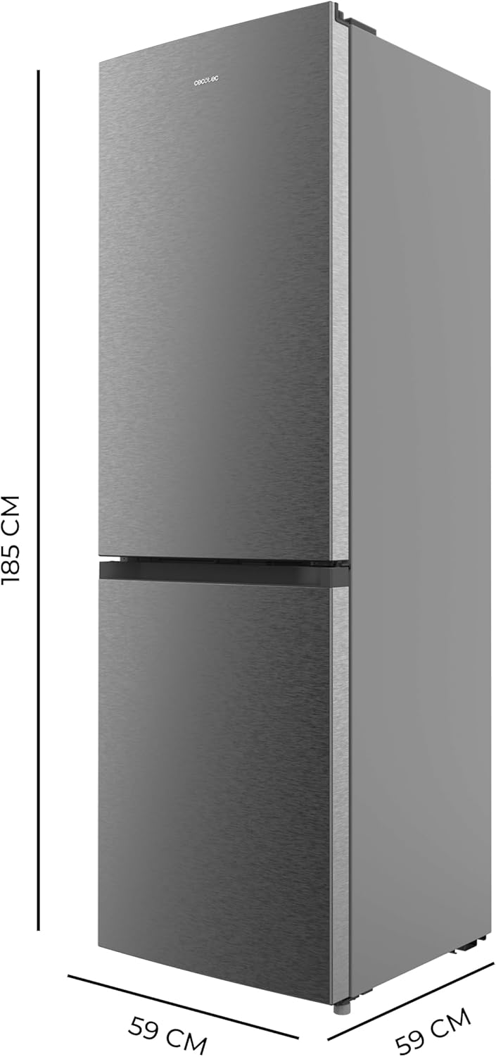 Cecotec Bolero CoolMarket Frigorífico Combinado 2 Puertas Combi 296 DF Dark E. 296L, 60cm de ancho, funciones FastCooling, FastFreezing y DeFrost, interior LED, Dark Inox