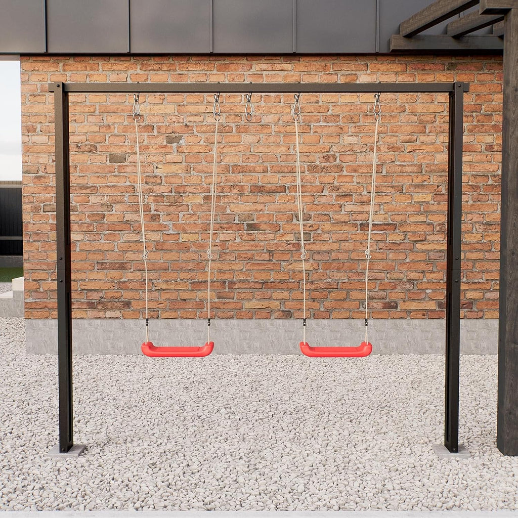 Estructura de columpio QLS 260 cm, soporte para columpio doble, estructura de acero para nido de columpio, negro